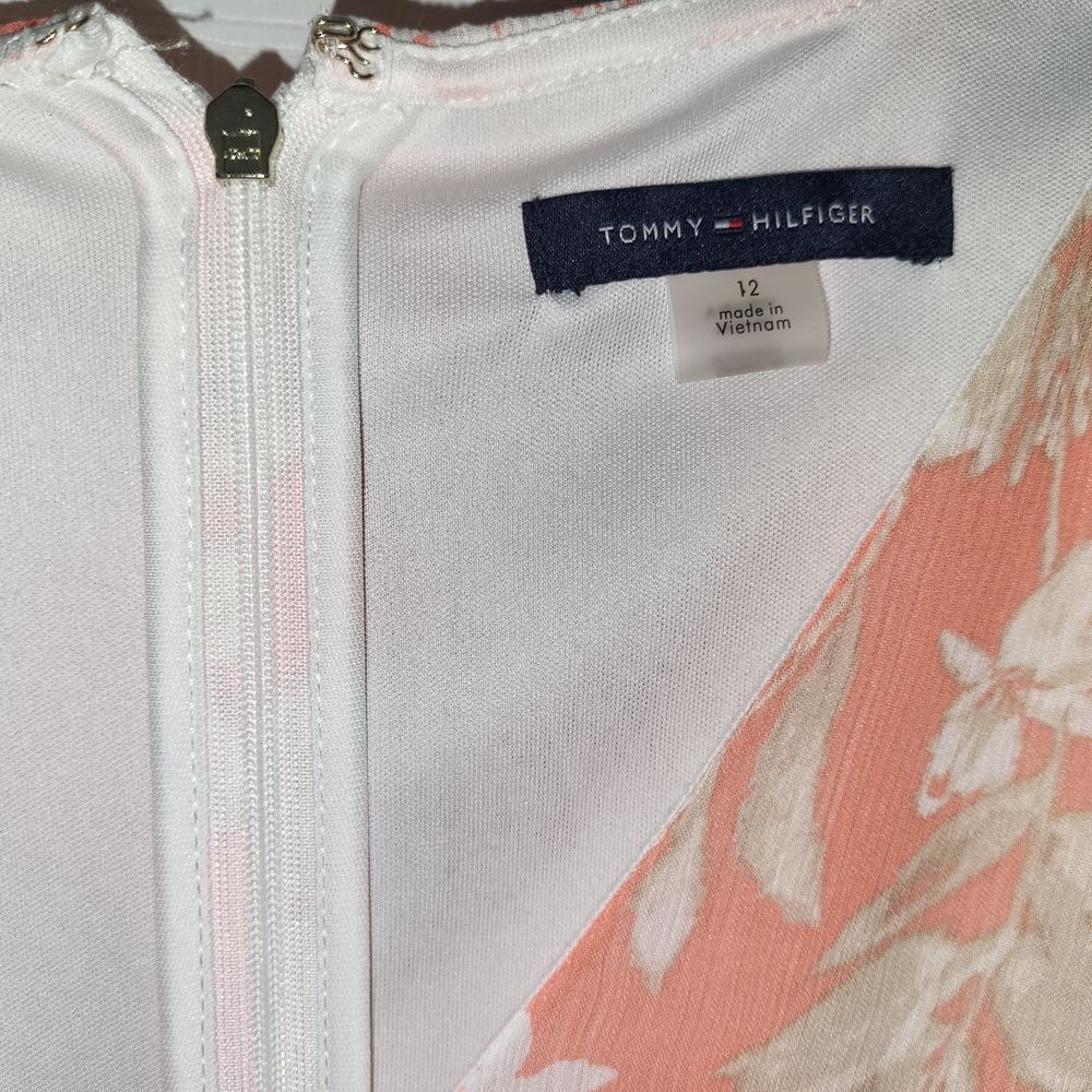 Tommy Hilfiger Coral Floral Midi Dress - Size 12 - Picture 4 of 4